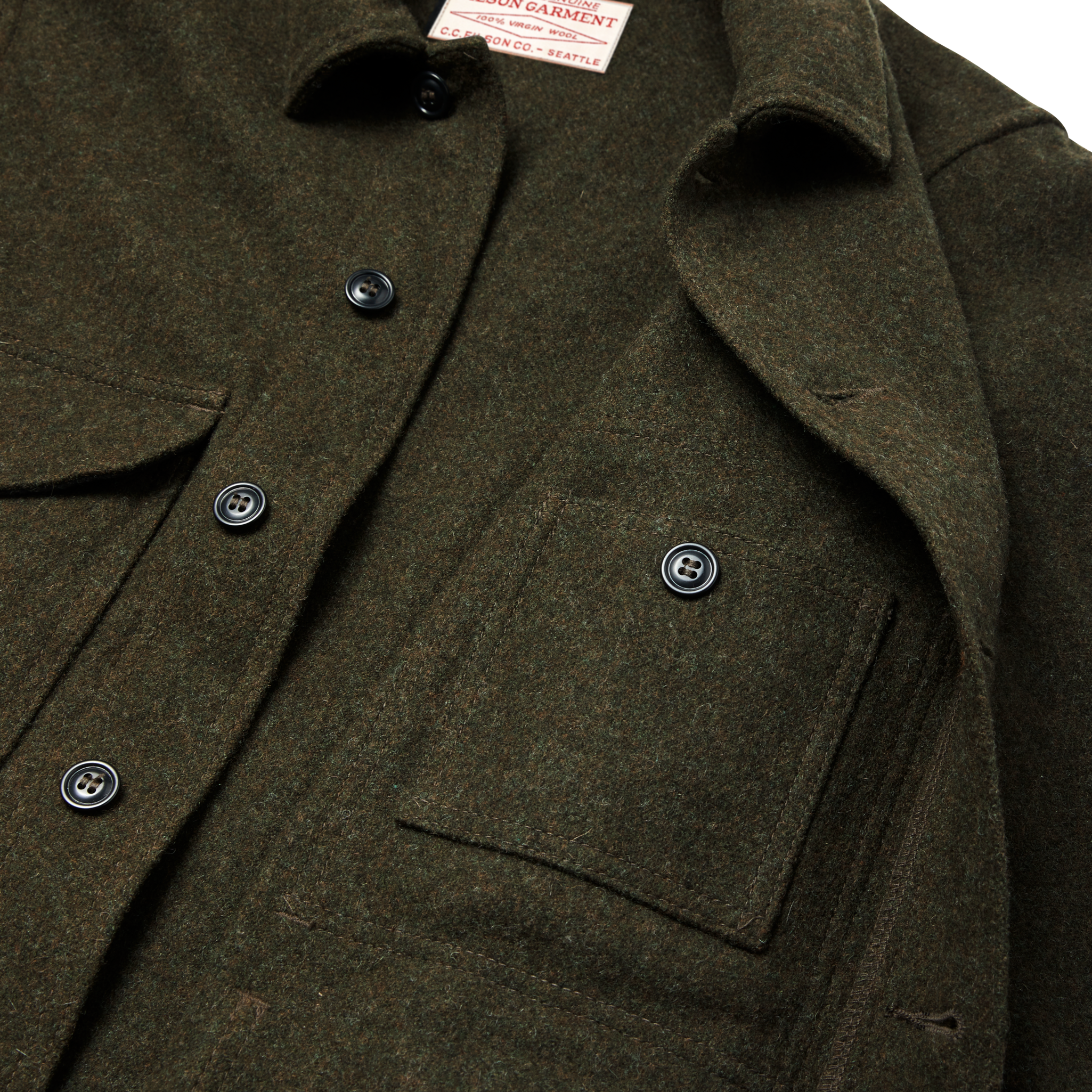 Alternate view of the Cozyhomegoodmark Mackinaw Wool Cruiser Jacket - Forest Green