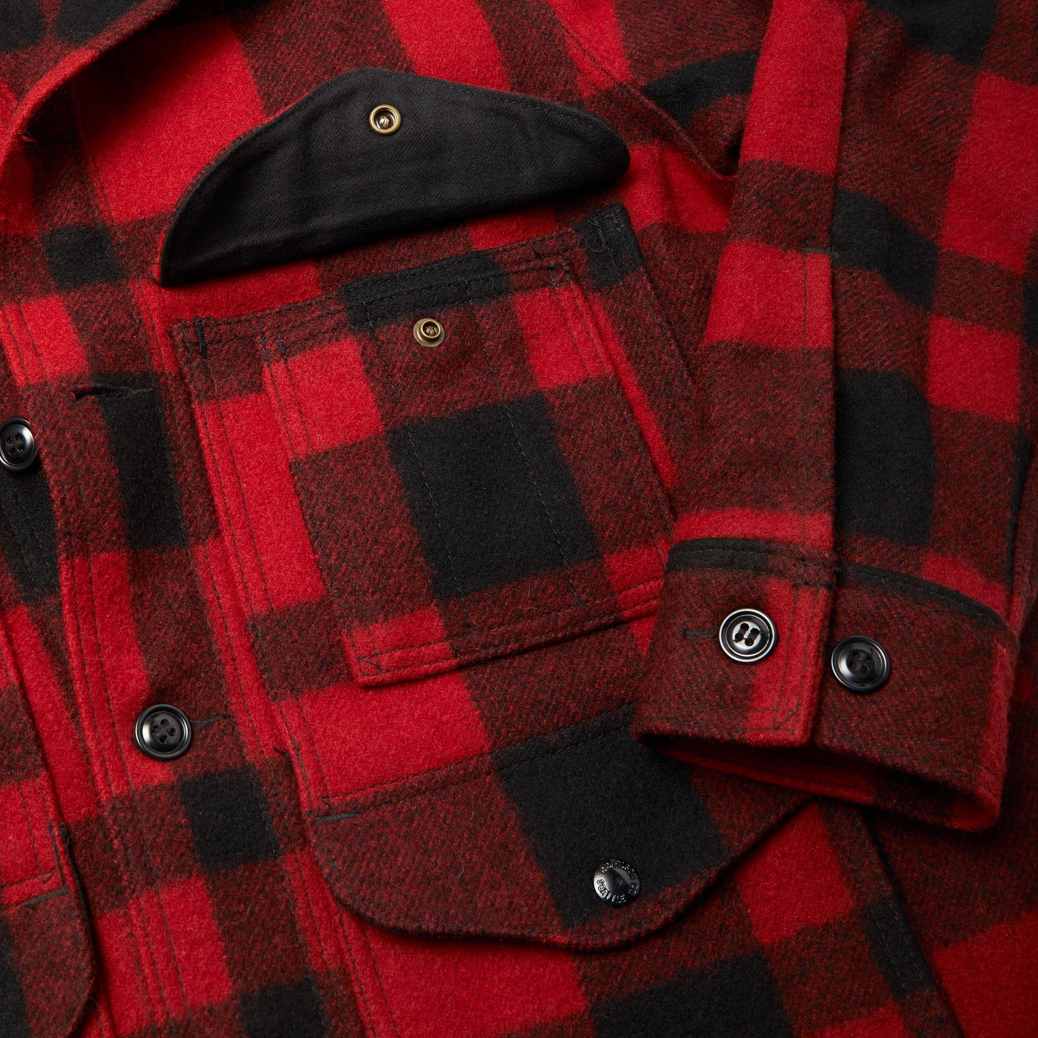 Alternate view of the Cozyhomegoodmark Mackinaw Wool Cruiser Jacket - Red/black Plaid