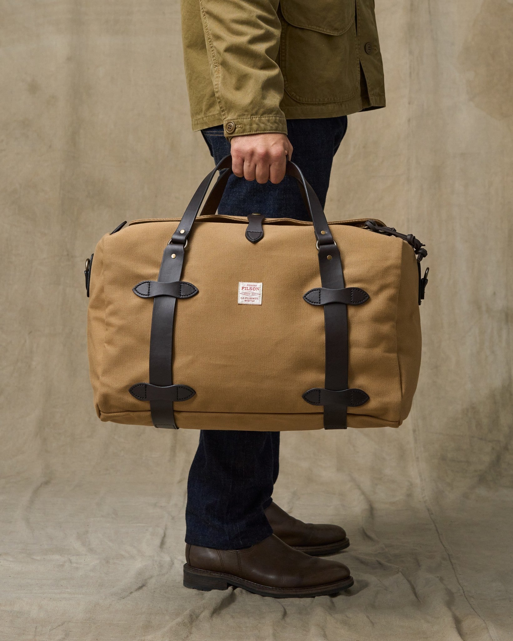 Medium Rugged Twill Duffle Bag - Tan