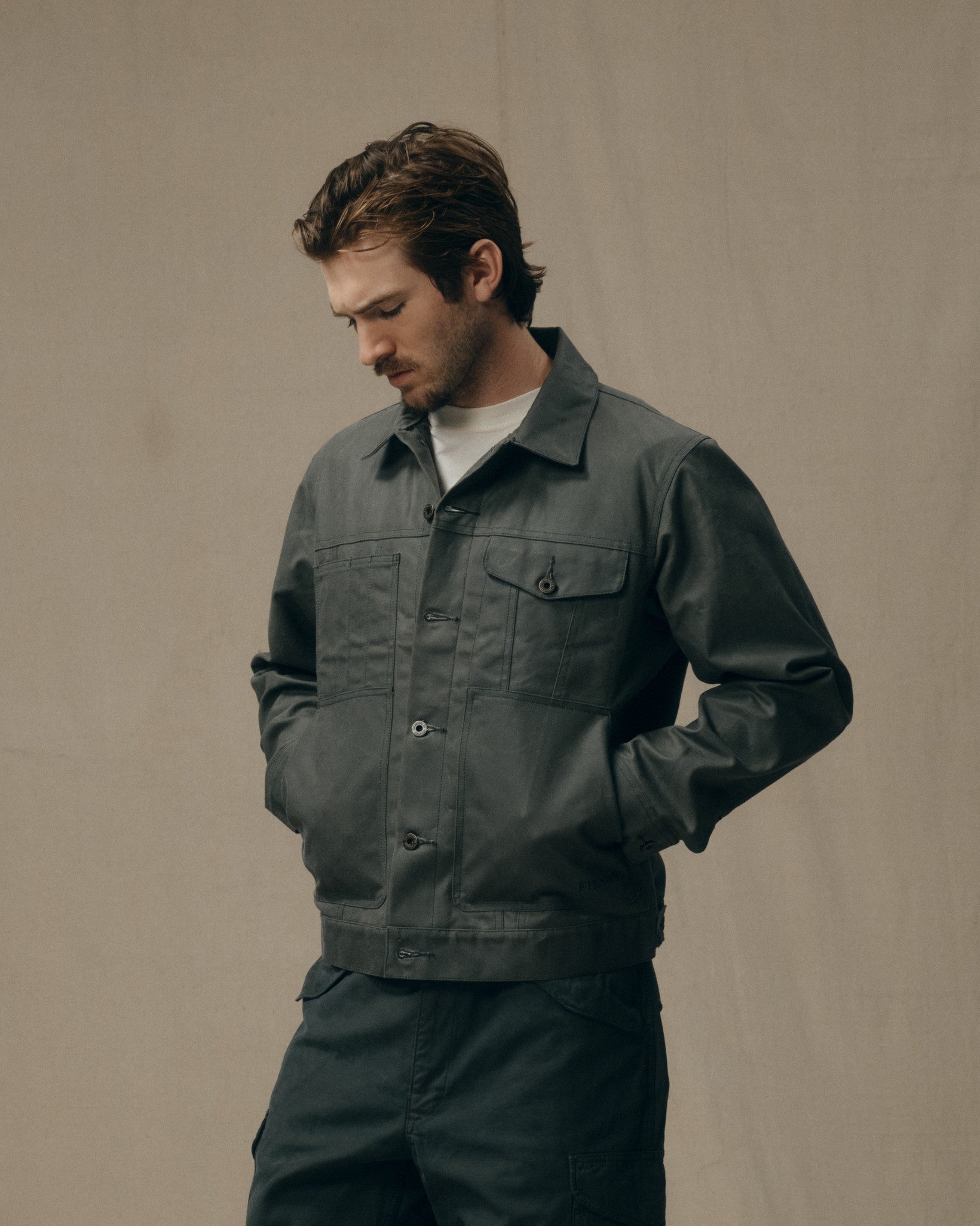 Tin Cloth Short Lined Cruiser Jacket - Castor Gray