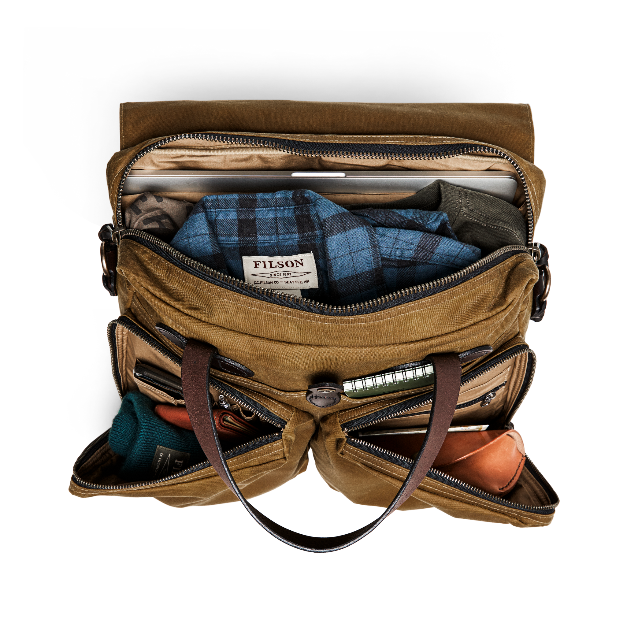 Alternate view of the Cozyhomegoodmark 24 Hour Tin Cloth Briefcase - Dark Tan