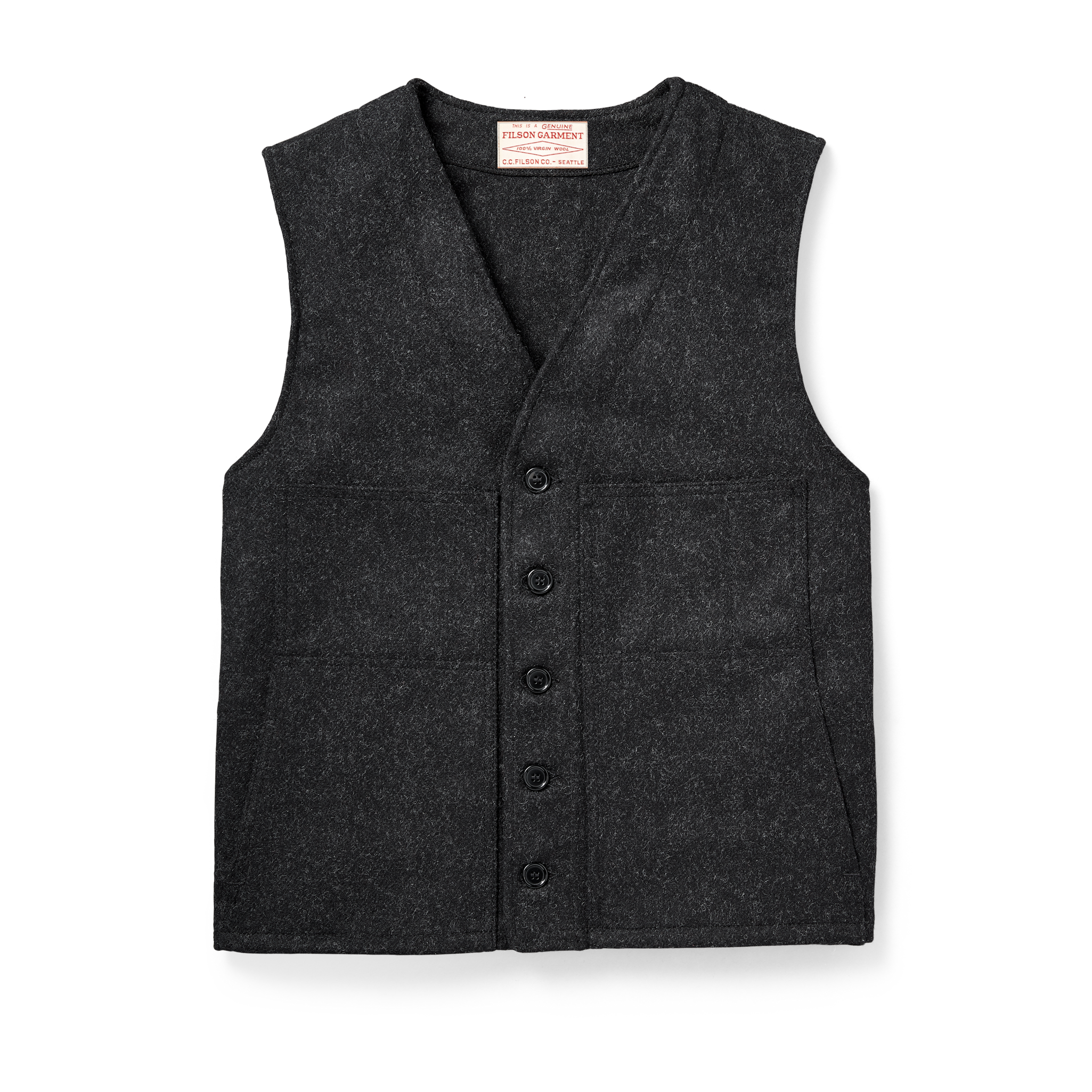 Front-facing image of the Cozyhomegoodmark Mackinaw Wool Vest - Charcoal