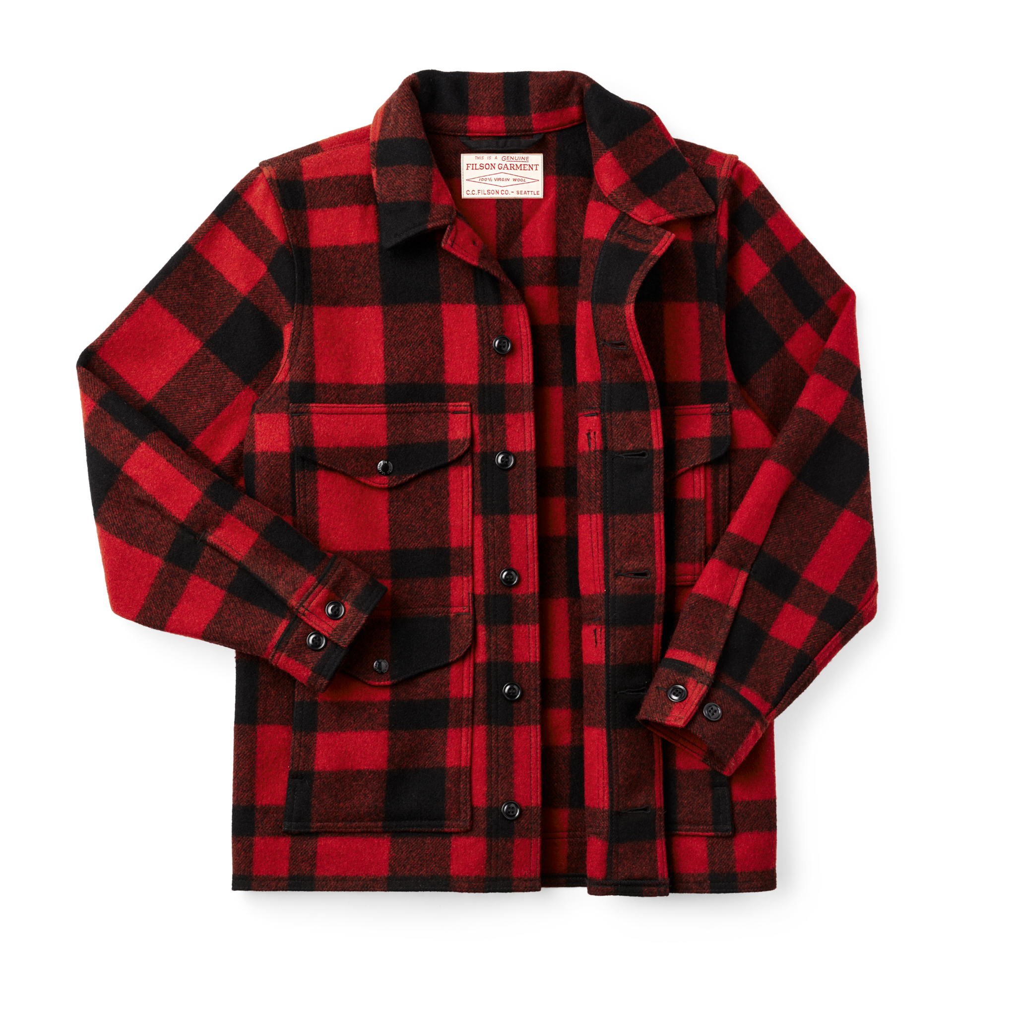 Alternate view of the Cozyhomegoodmark Mackinaw Wool Cruiser Jacket - Red/black Plaid