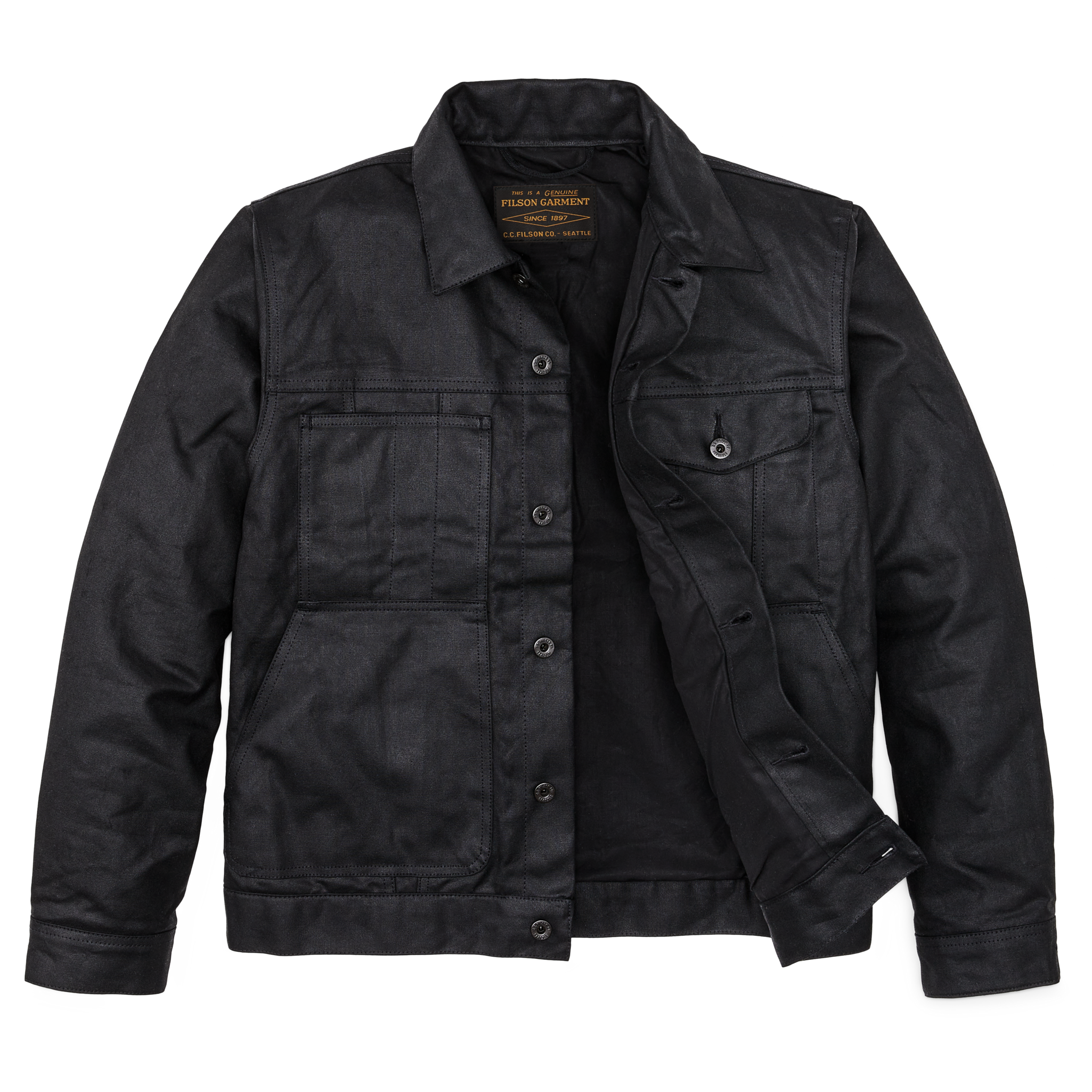 Alternate view of the Cozyhomegoodmark Tin Cloth Short Lined Cruiser Jacket - Black|Body lined with dry finish Cover Cloth