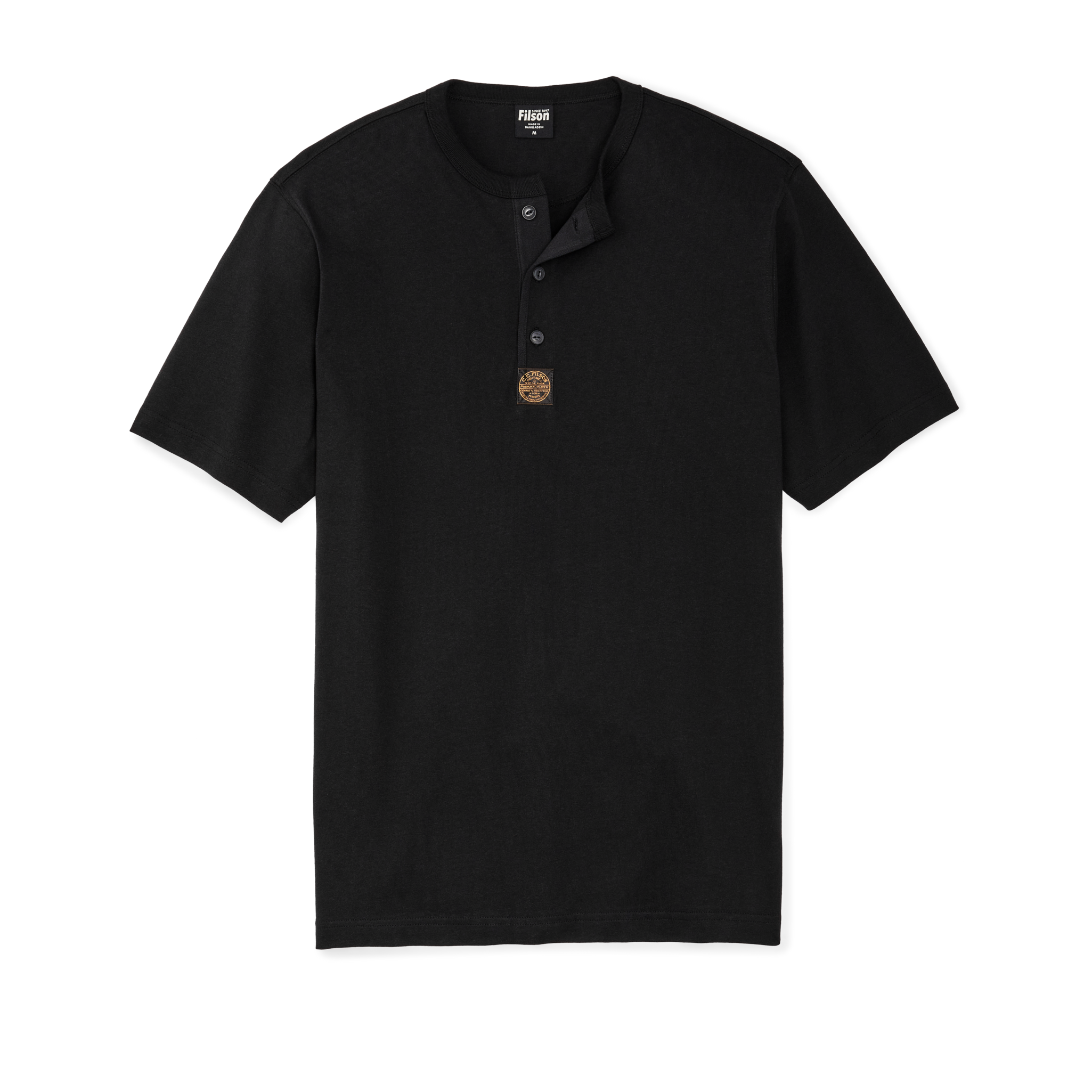 Front-facing image of the Cozyhomegoodmark Frontier Henley T-shirt - Black
