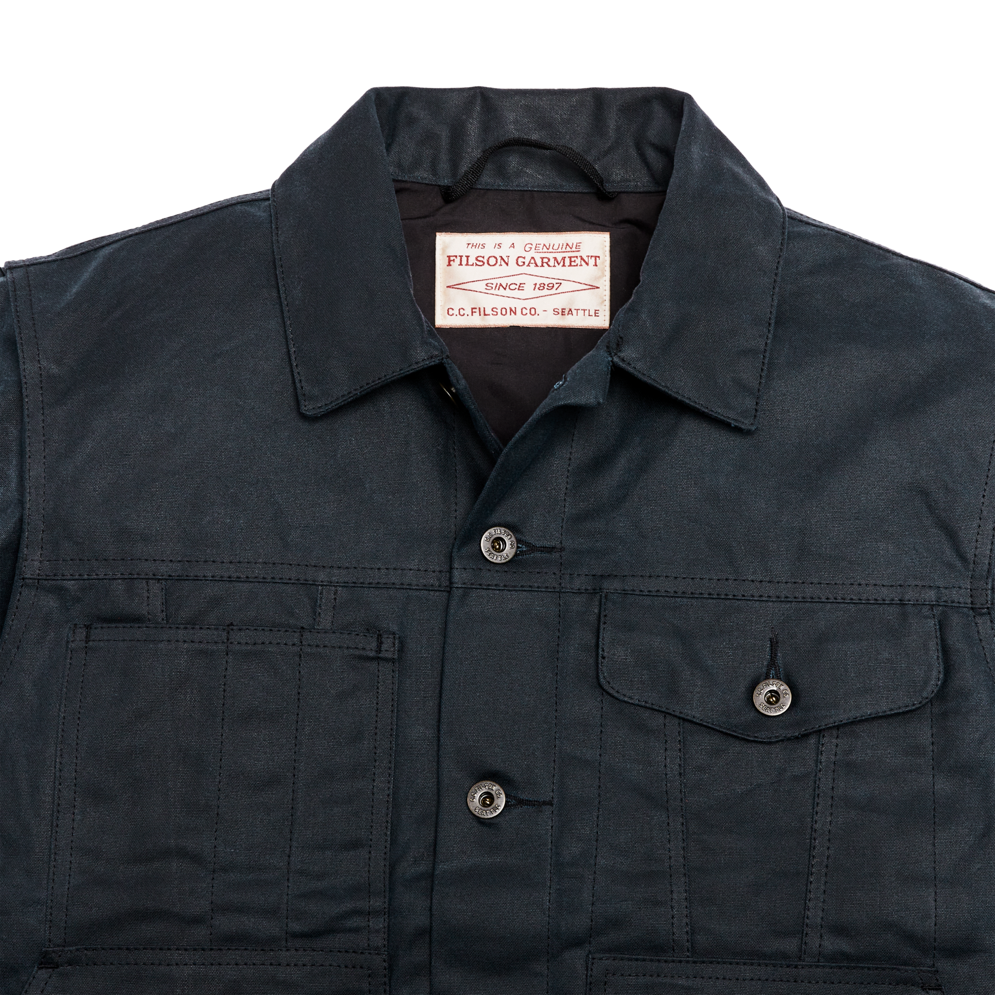 Alternate view of the Cozyhomegoodmark Tin Cloth Short Lined Cruiser Jacket - Service Blue|Hand, slotted-utility and flapped chest pockets