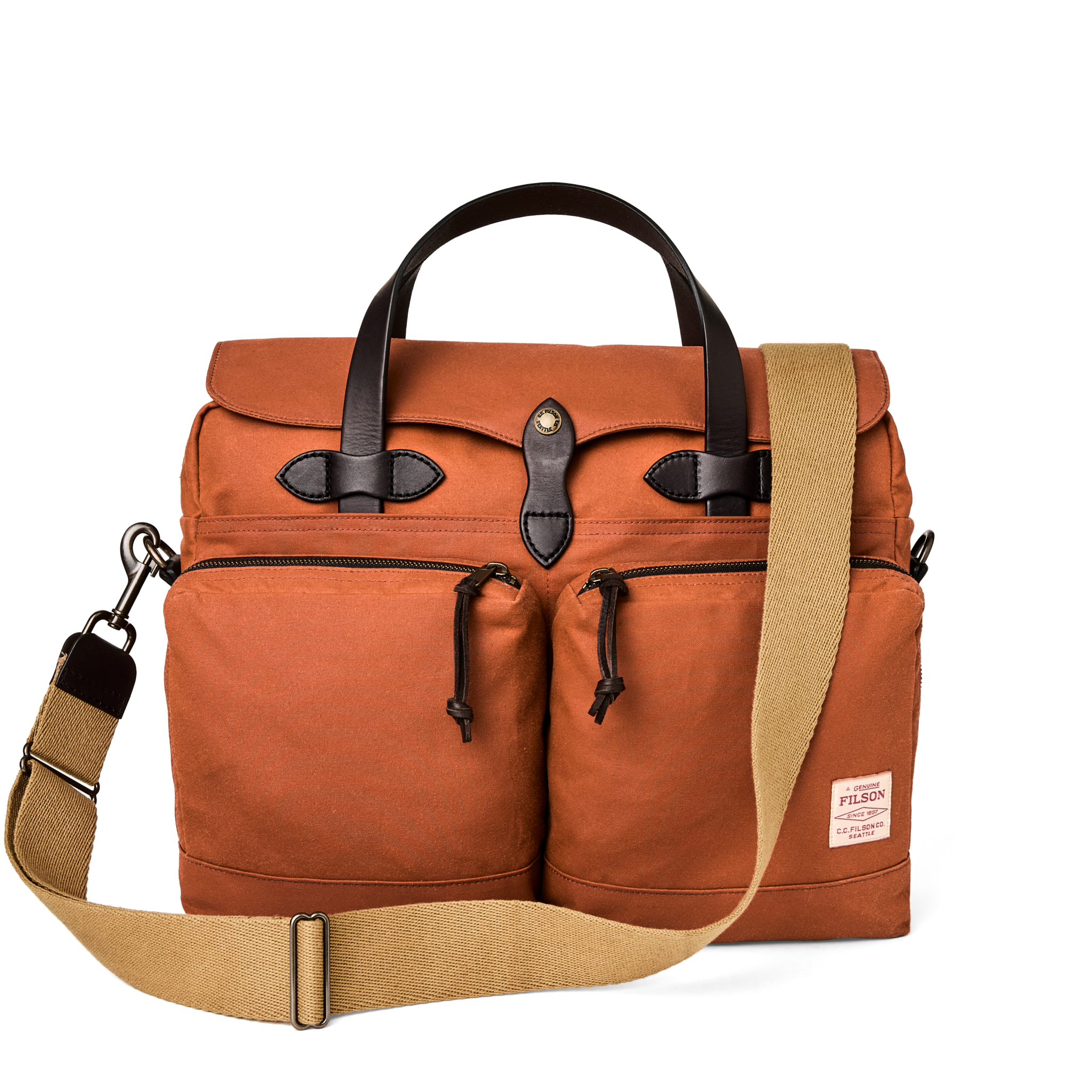 Front-facing image of the Cozyhomegoodmark 24 Hour Tin Cloth Briefcase - Rust