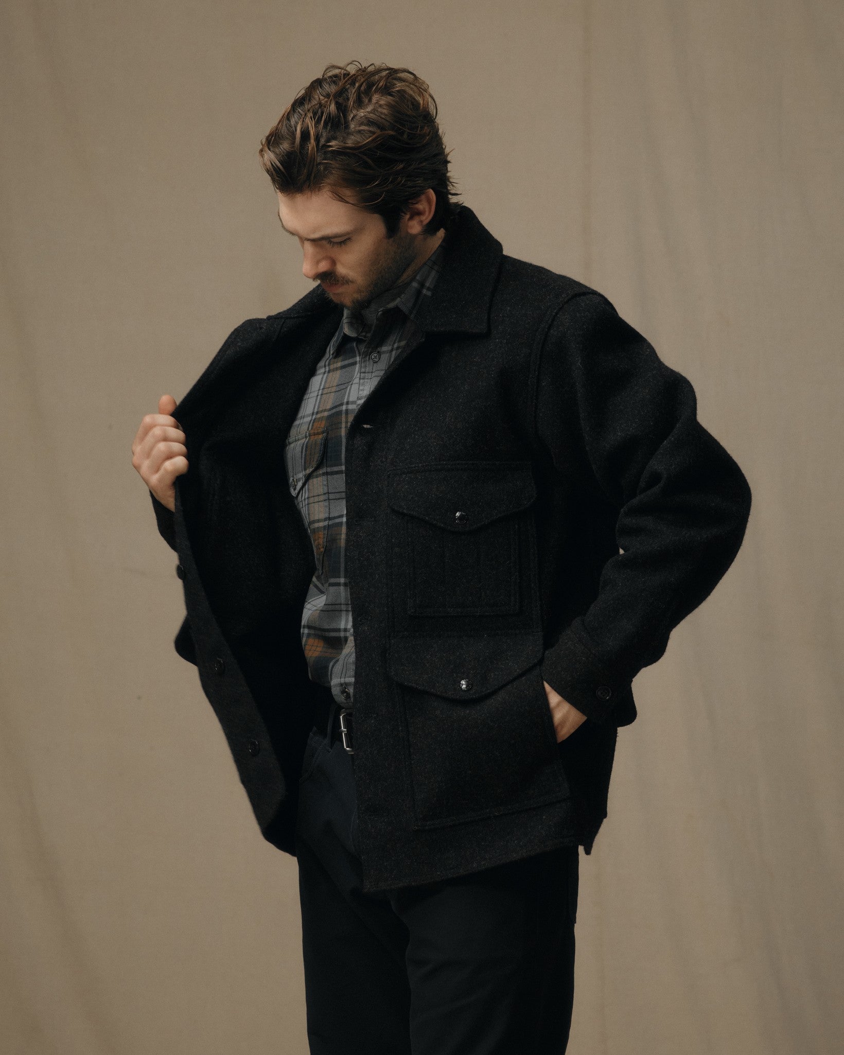Mackinaw Wool Cruiser Jacket - Charcoal