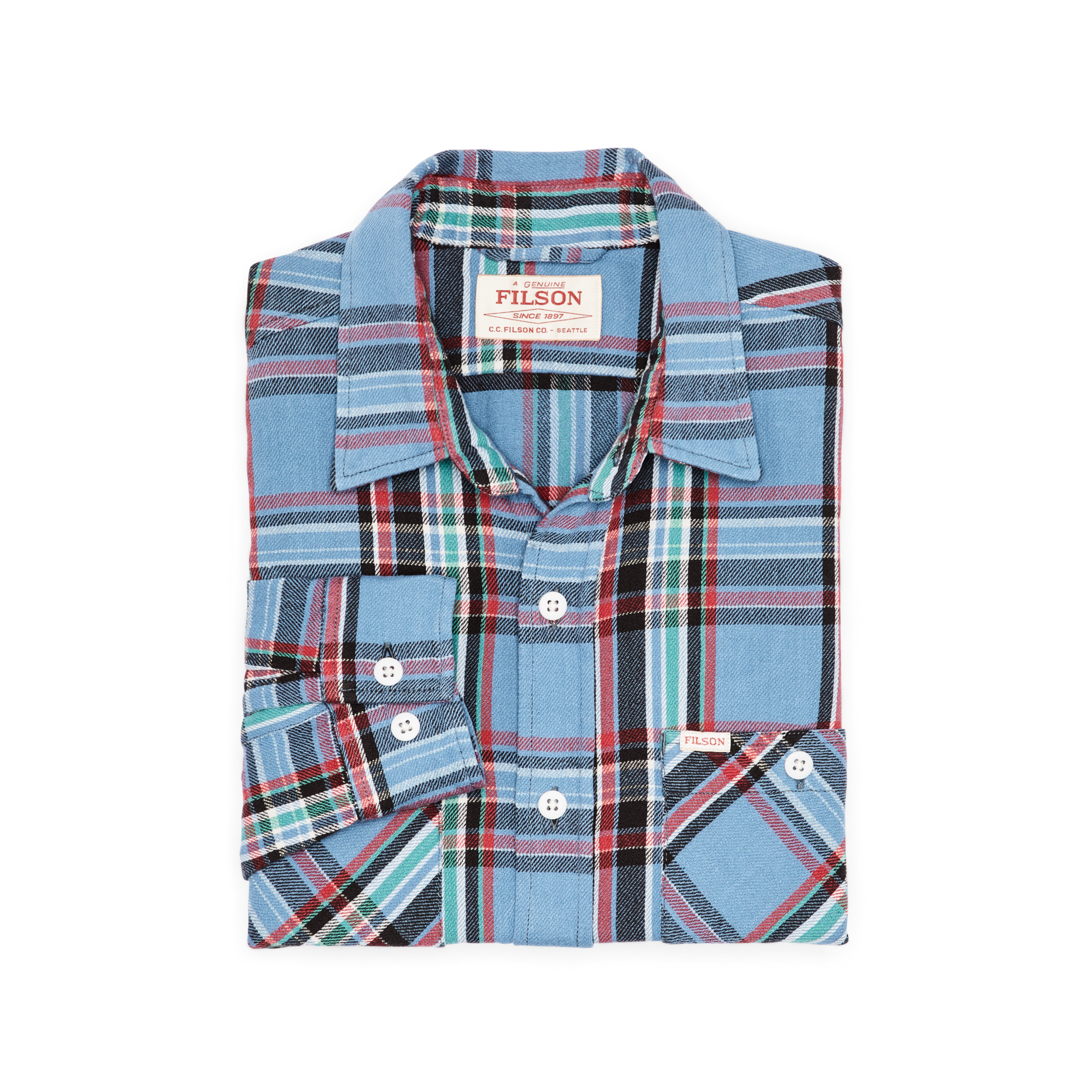 Alternate view of the Cozyhomegoodmark The Rangeland Flannel Shirt - Light Blue / Red Plaid