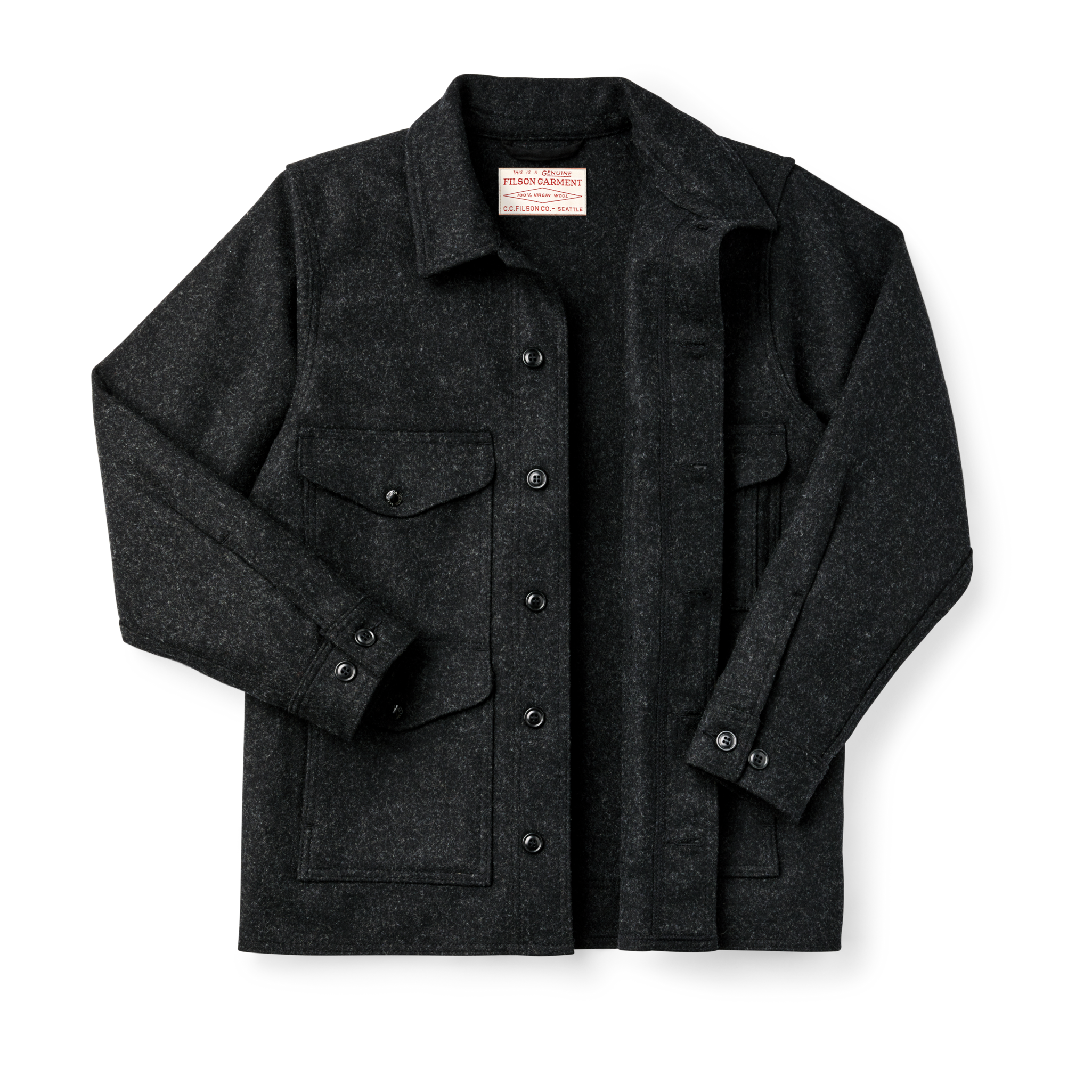Alternate view of the Cozyhomegoodmark Mackinaw Wool Cruiser Jacket - Charcoal