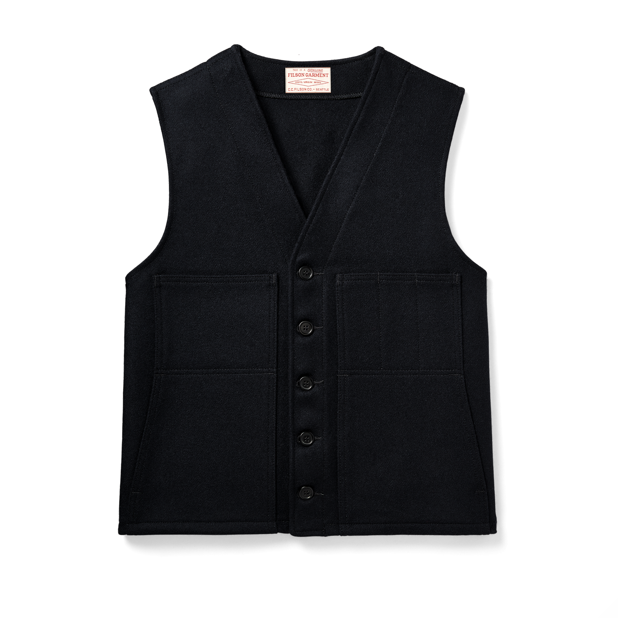Front-facing image of the Cozyhomegoodmark Mackinaw Wool Vest - Dark Navy