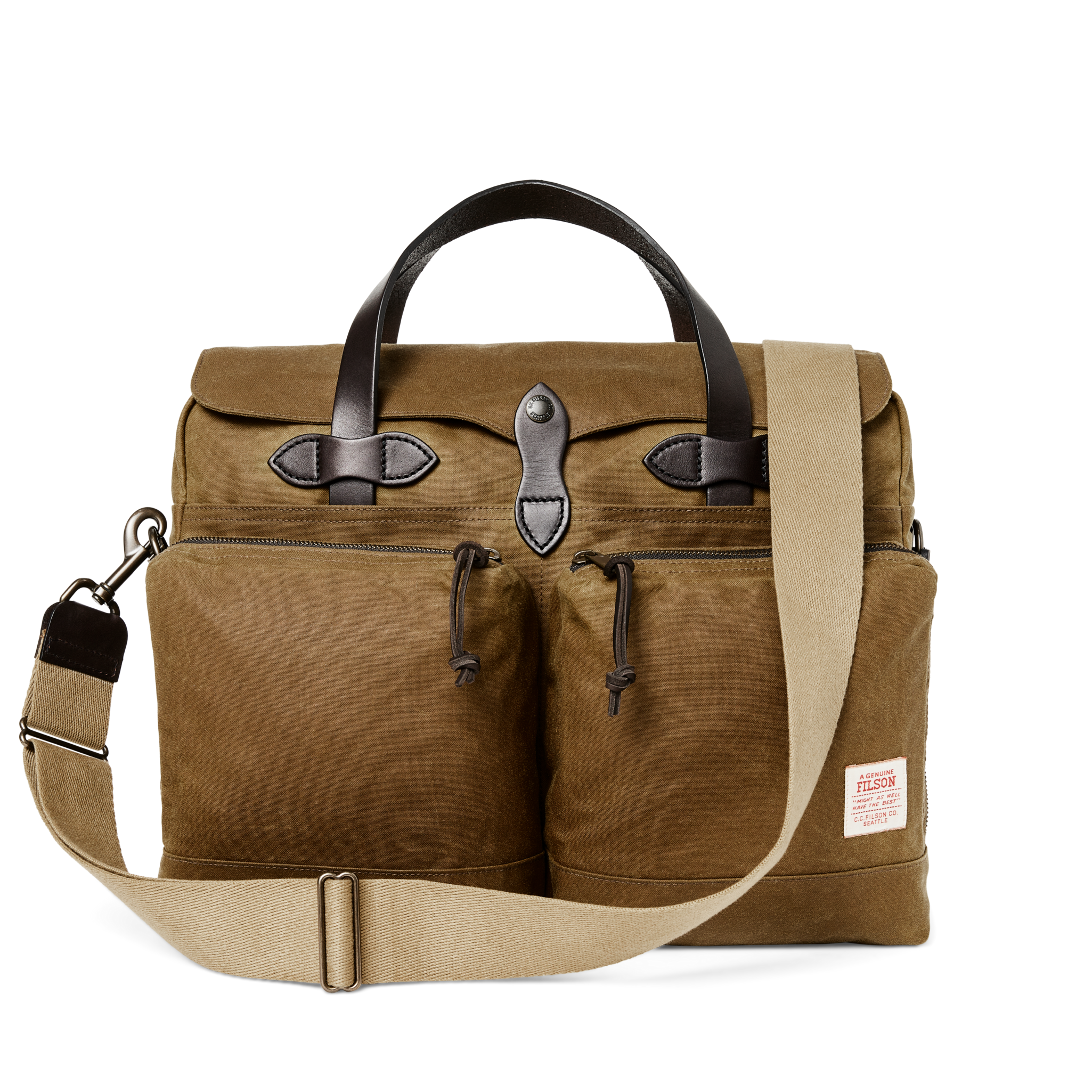 Front-facing image of the Cozyhomegoodmark 24 Hour Tin Cloth Briefcase - Dark Tan