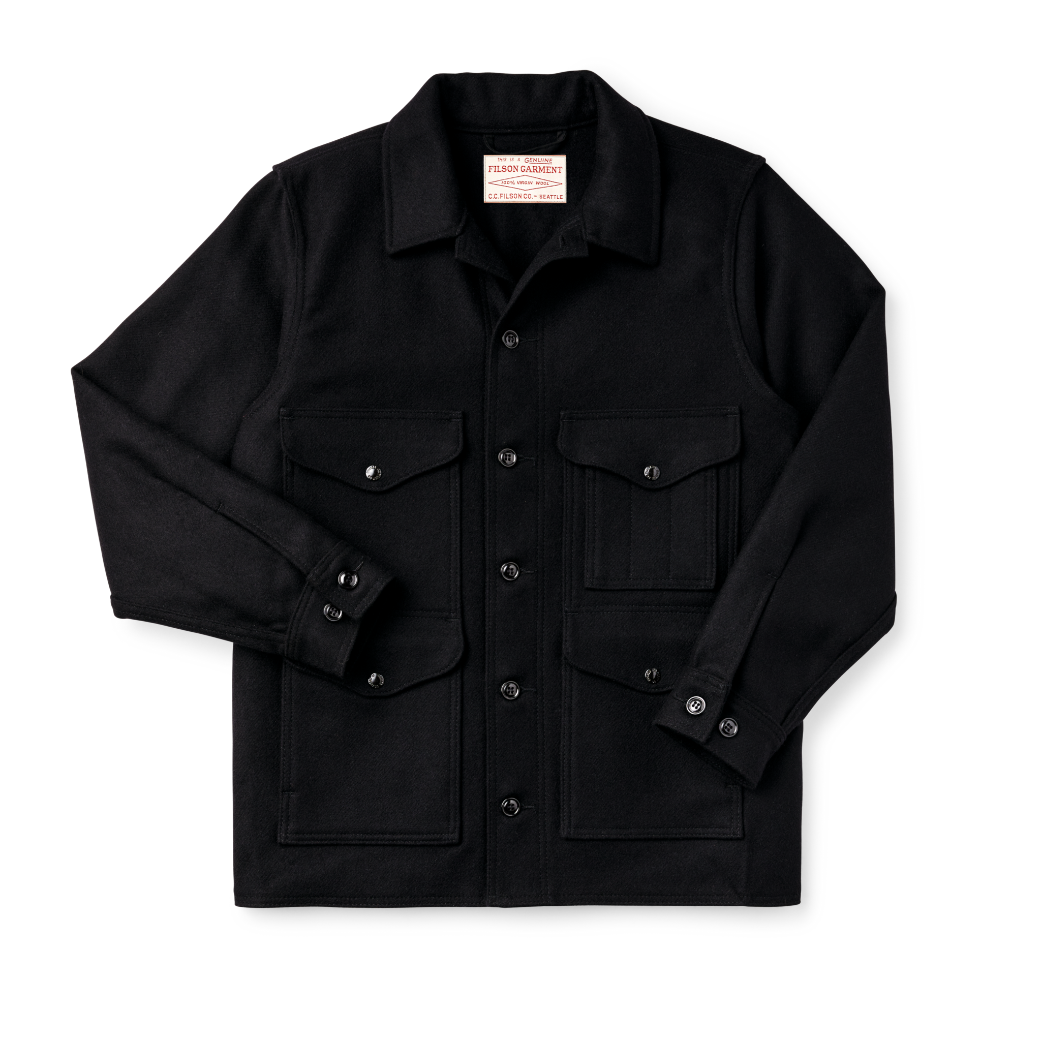 Front-facing image of the Cozyhomegoodmark Mackinaw Wool Cruiser Jacket - Dark Navy / Solid