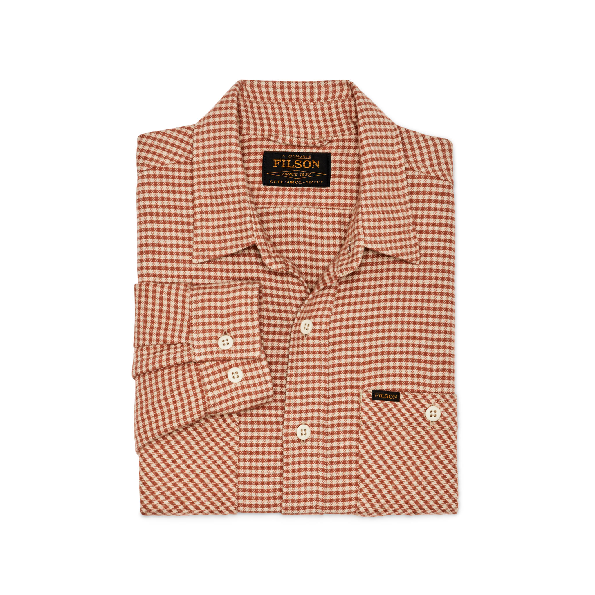Alternate view of the Cozyhomegoodmark The Rangeland Flannel Shirt - Salmon / Oat Houndstooth
