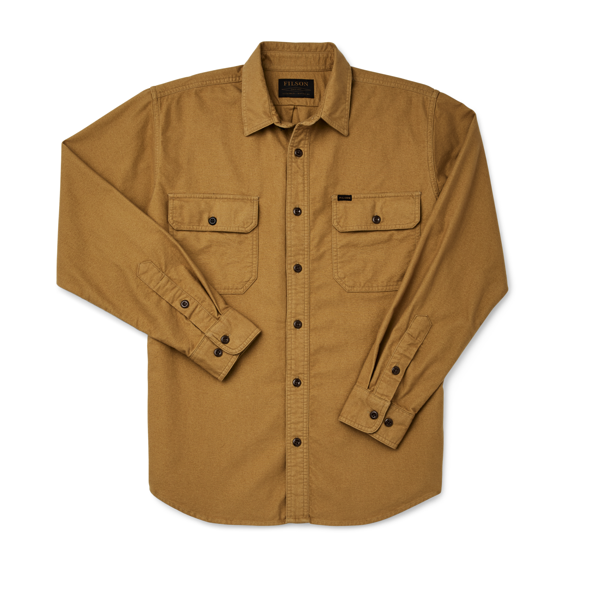 Front-facing image of the Cozyhomegoodmark Field Flannel Shirt - Nubuck Tan
