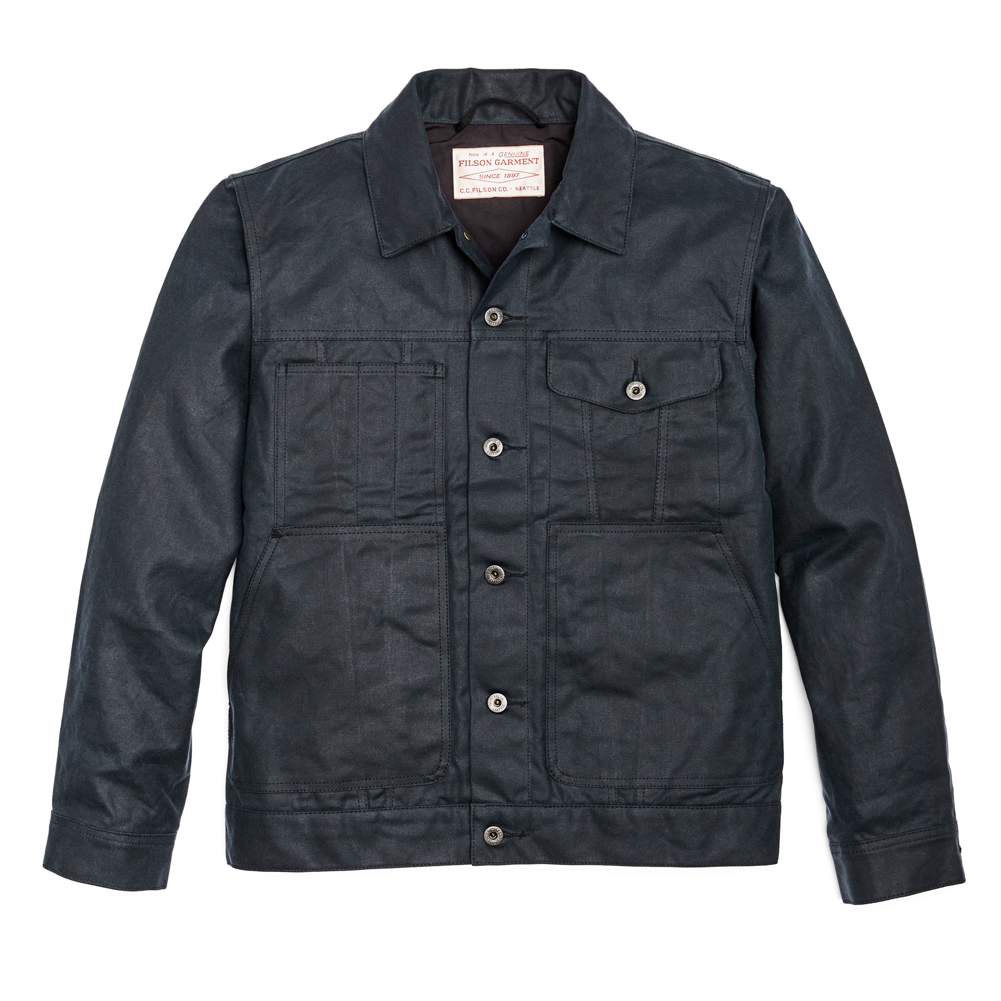 Front-facing image of the Cozyhomegoodmark Tin Cloth Short Lined Cruiser Jacket - Service Blue