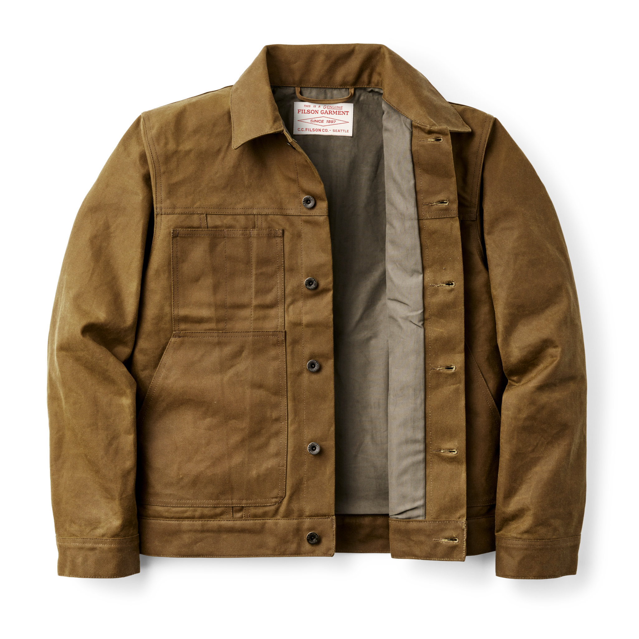 Alternate view of the Cozyhomegoodmark Tin Cloth Short Lined Cruiser Jacket - Dark Tan|Body lined with dry finish Cover Cloth
