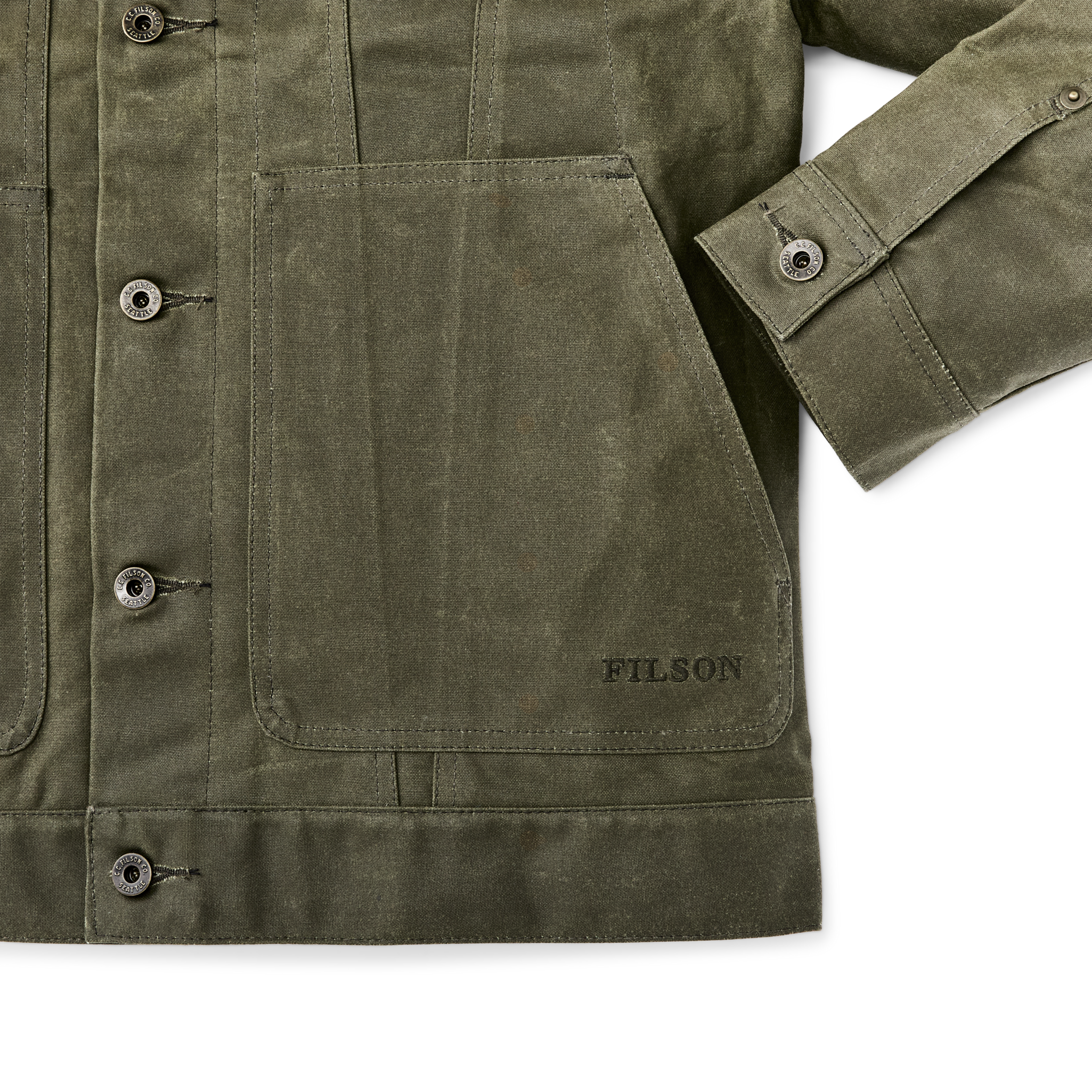 Alternate view of the Cozyhomegoodmark Tin Cloth Short Lined Cruiser Jacket - Military Green