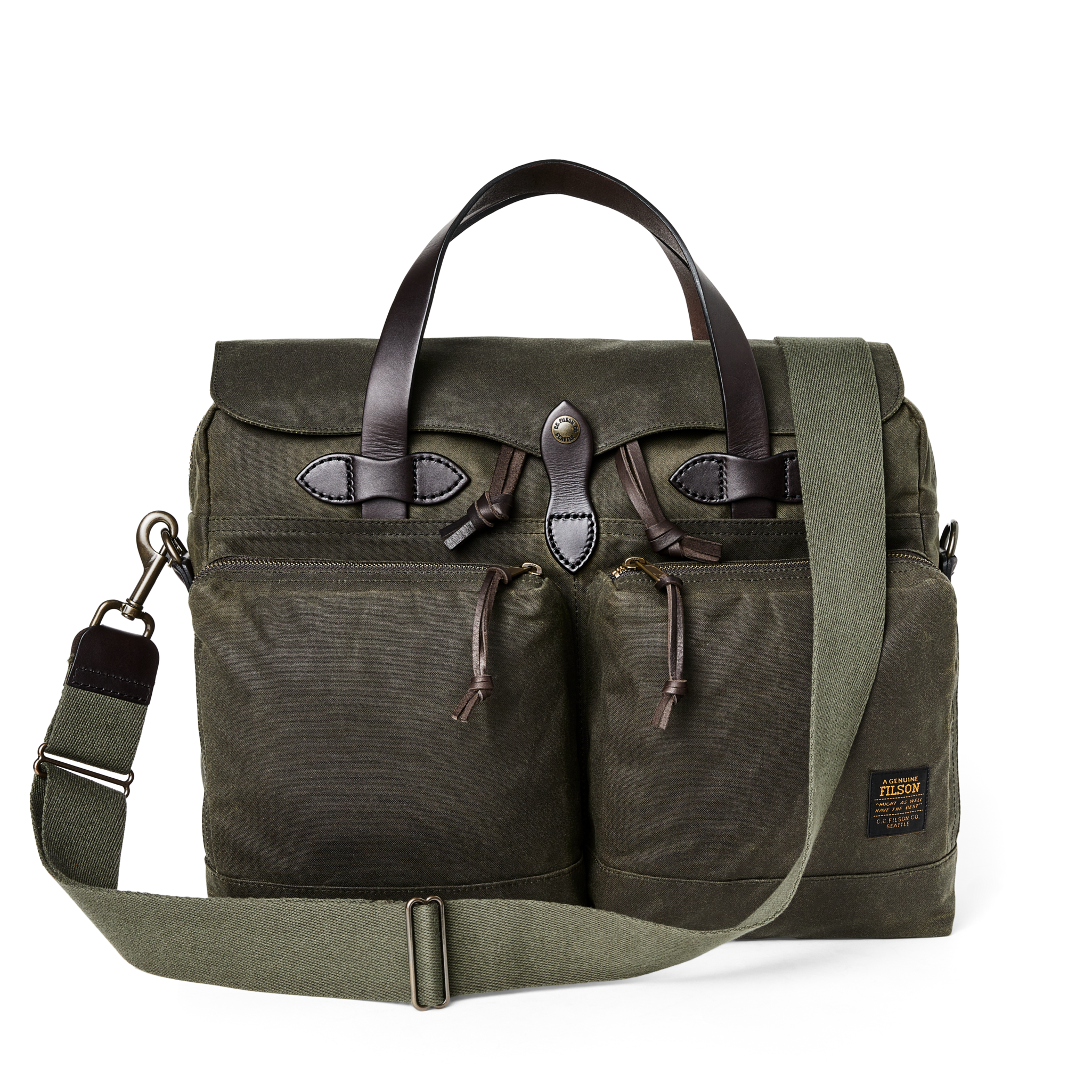 Front-facing image of the Cozyhomegoodmark 24 Hour Tin Cloth Briefcase - Otter Green