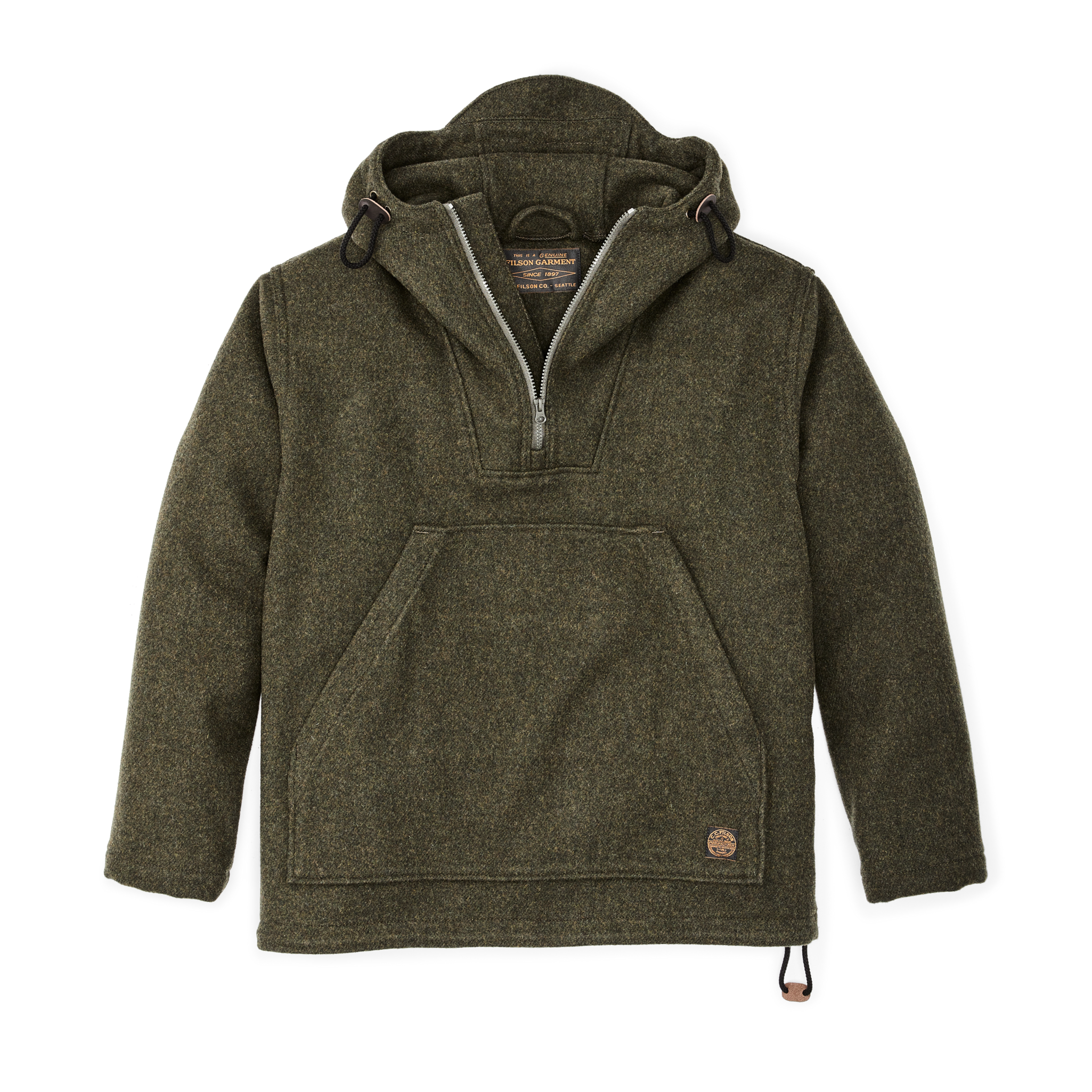 Front-facing image of the Cozyhomegoodmark Mackinaw Wool Anorak - Forest Green