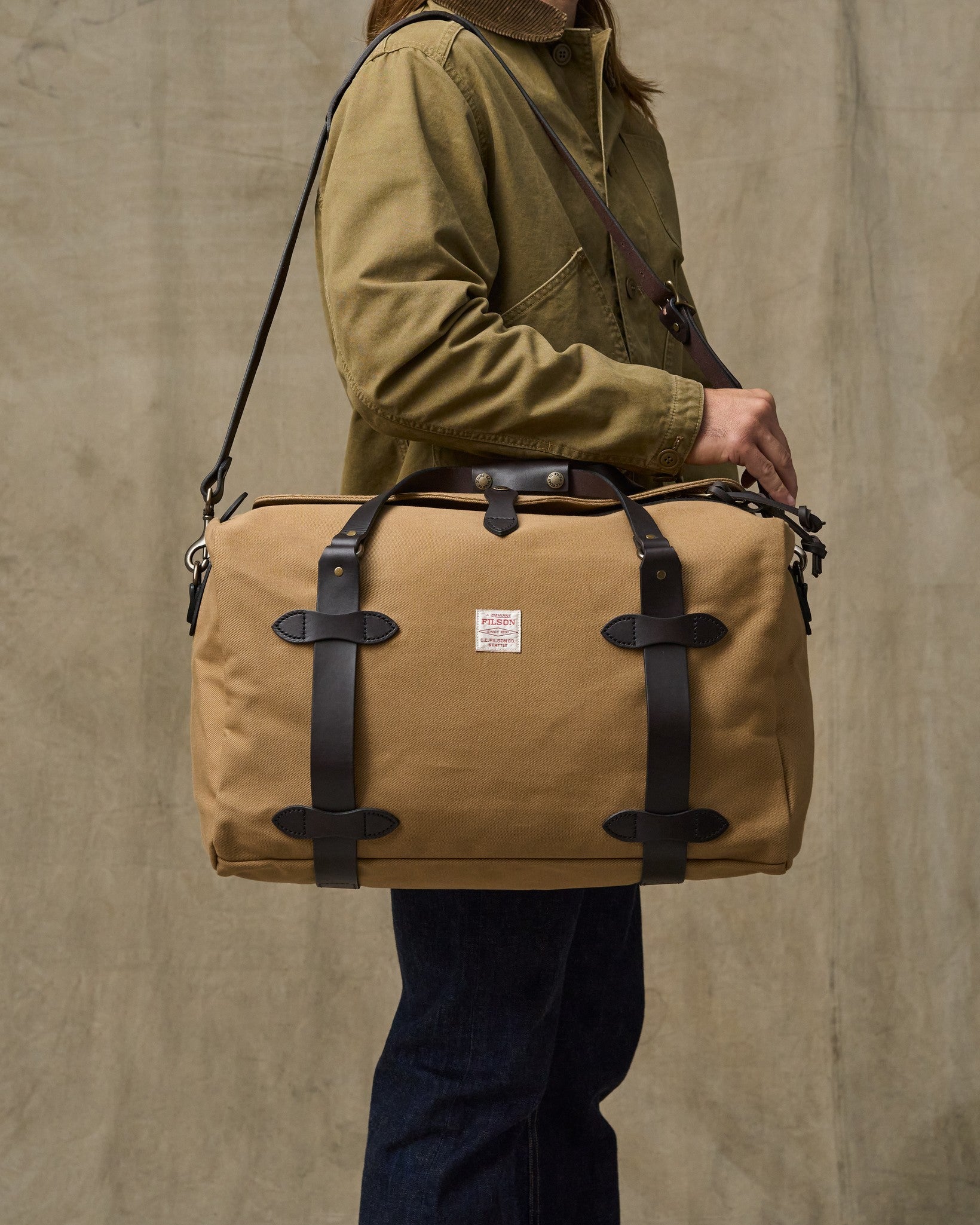 Medium Rugged Twill Duffle Bag - Tan
