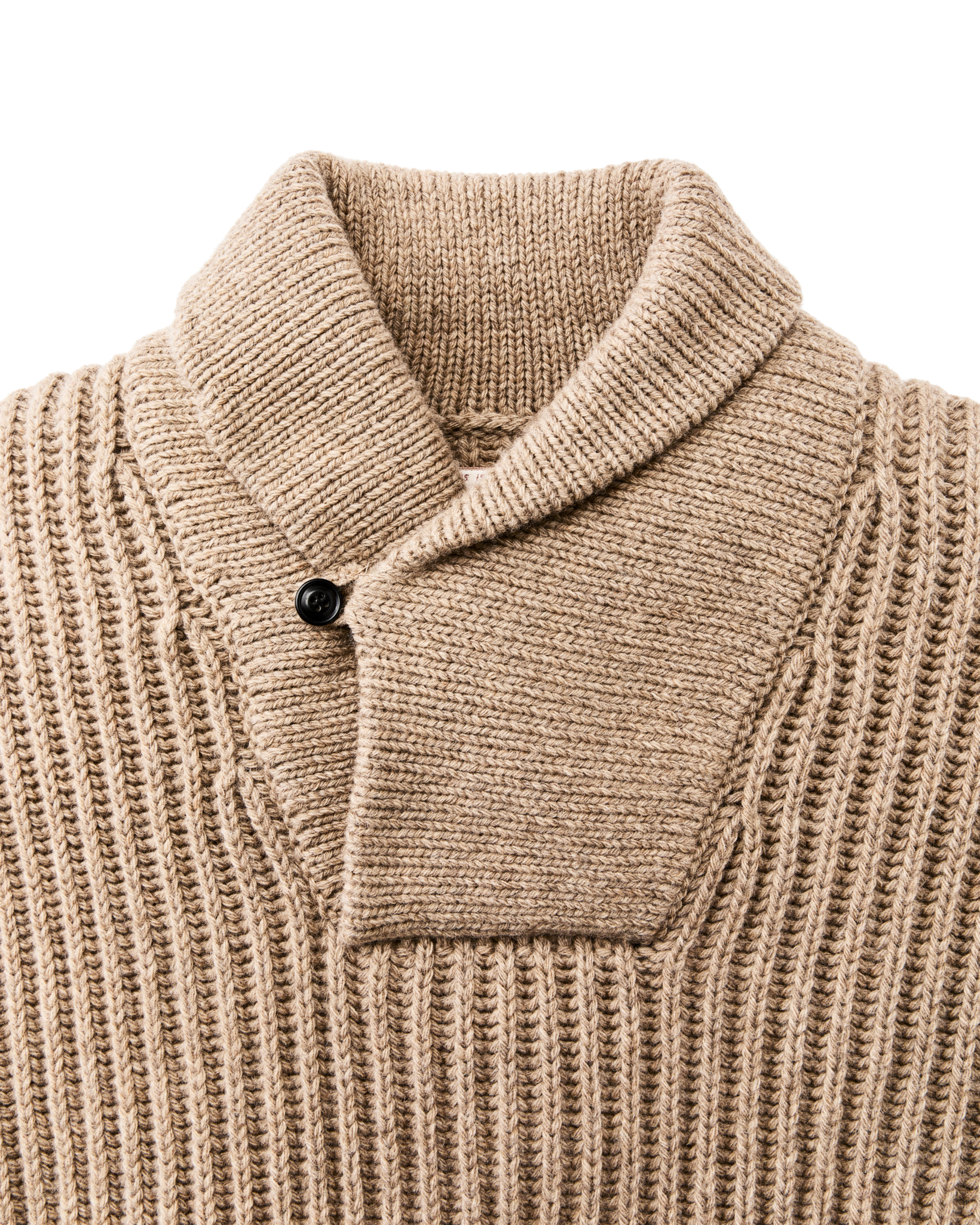 Bristol Shawl Neck Sweater  - Oatmeal Heather / Flame Stripe