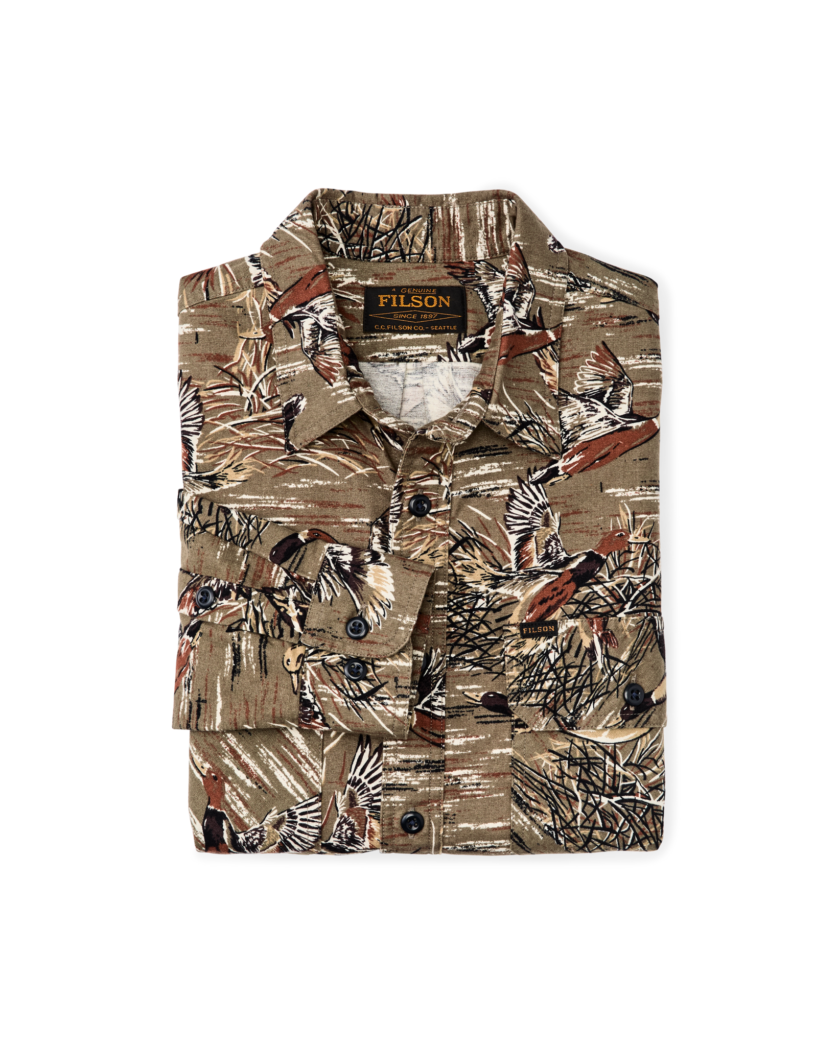 Alternate view of the Cozyhomegoodmark Field Flannel Shirt - Brown / Marsh Mallards
