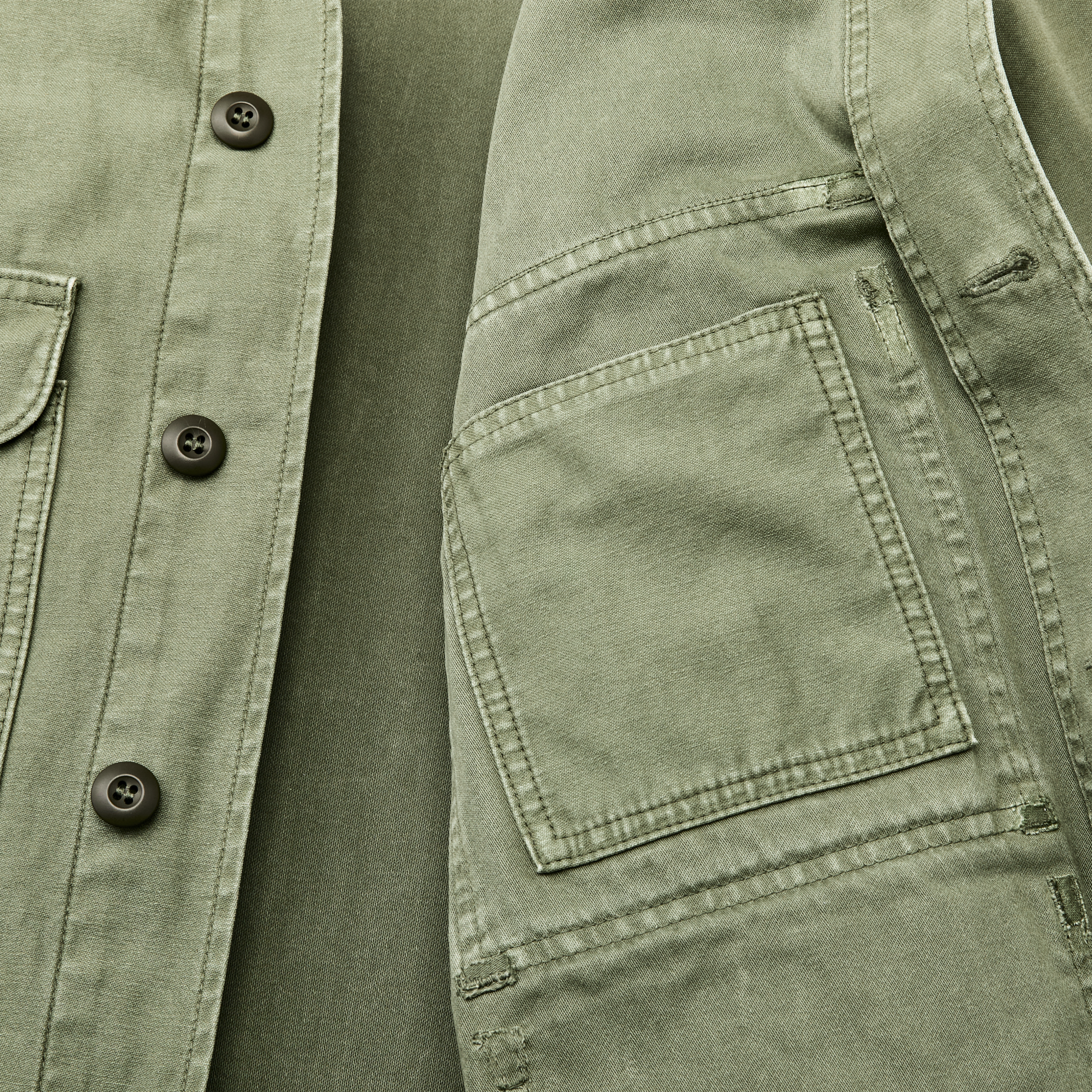 Alternate view of the Cozyhomegoodmark Field Cruiser Jacket - Washed Fatigue Green