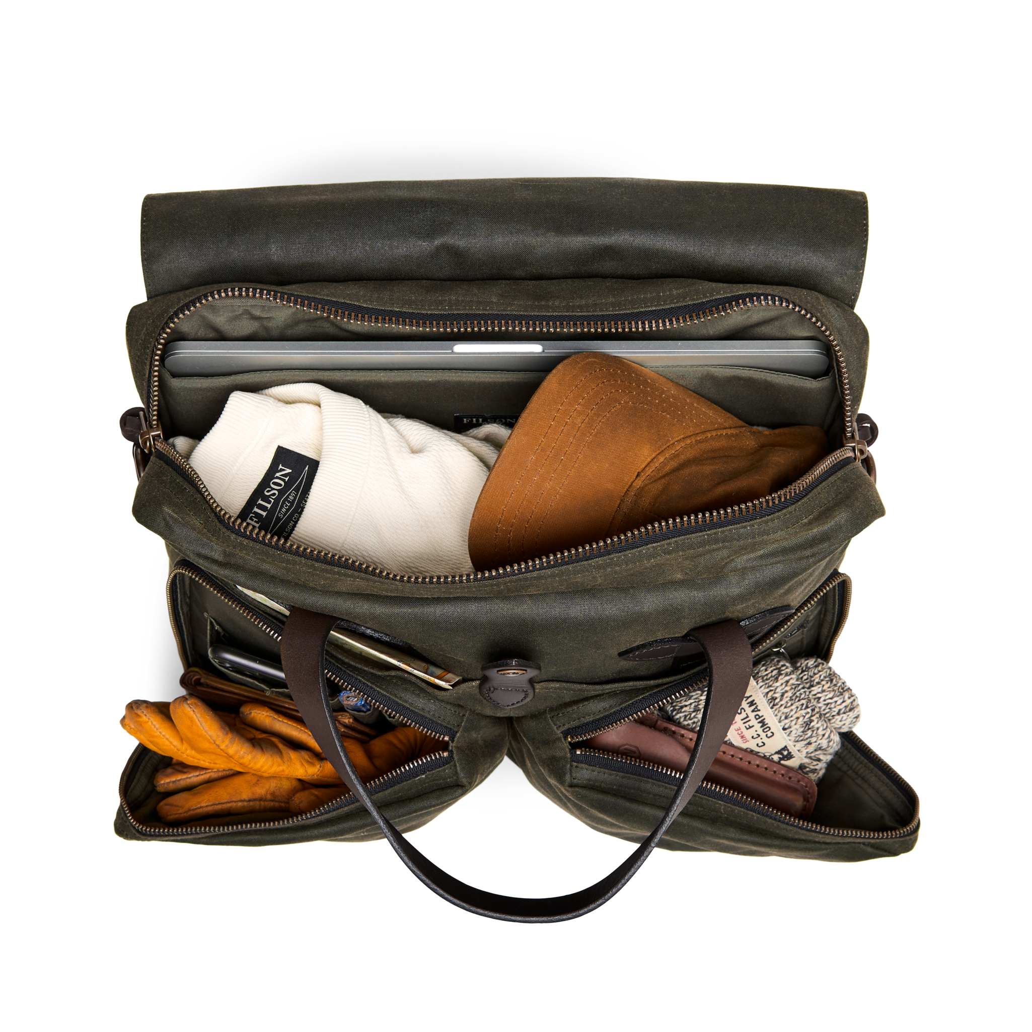 Alternate view of the Cozyhomegoodmark 24 Hour Tin Cloth Briefcase - Otter Green