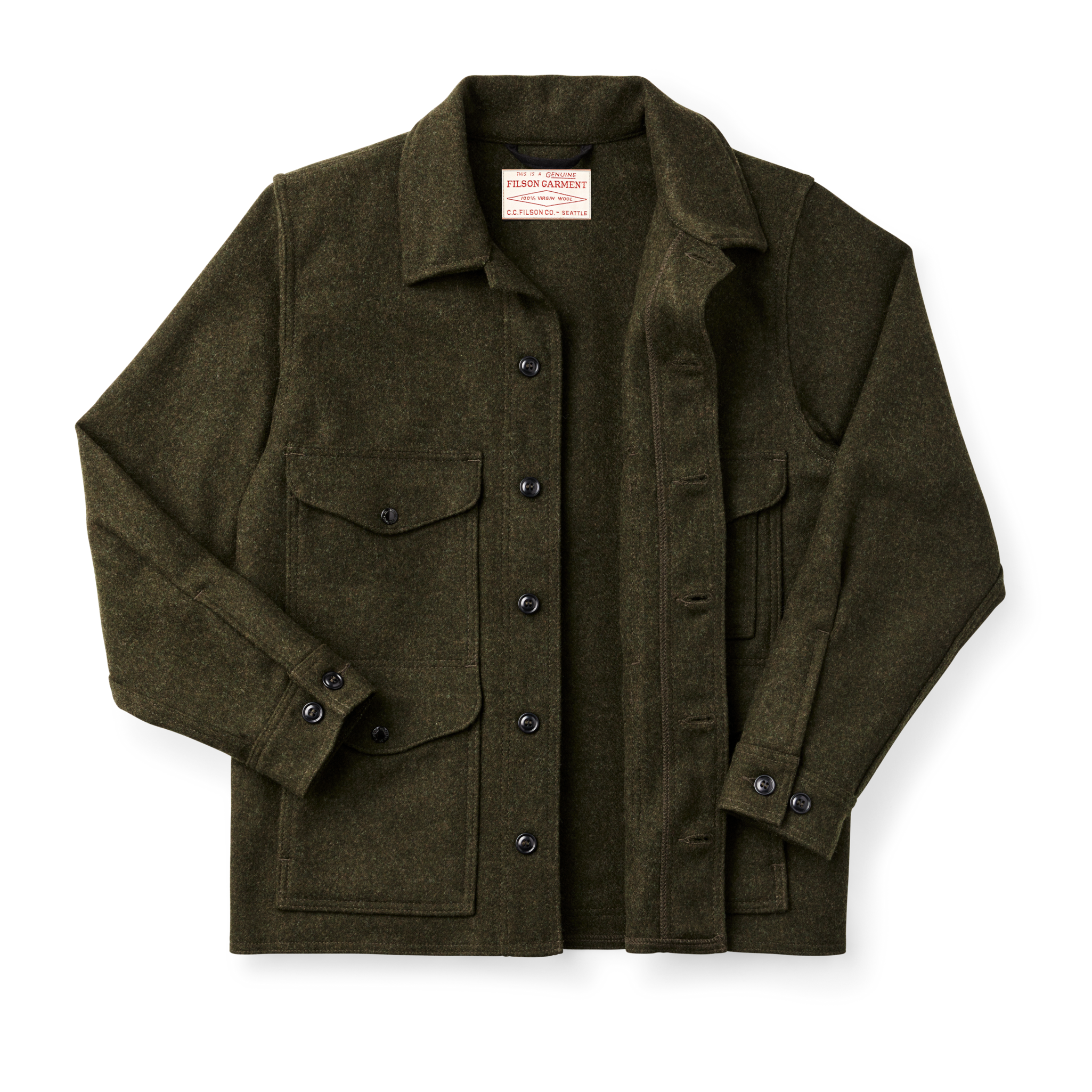 Alternate view of the Cozyhomegoodmark Mackinaw Wool Cruiser Jacket - Forest Green